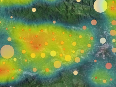 A map created in Vis-Tools showing malaria transmission intensity.